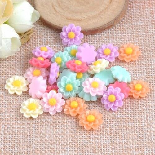 50PCS Candy flower flatback Resin Cabochons Scrapbook Craft 10mm DIY buttons phone decor Headwear accessories CP1481