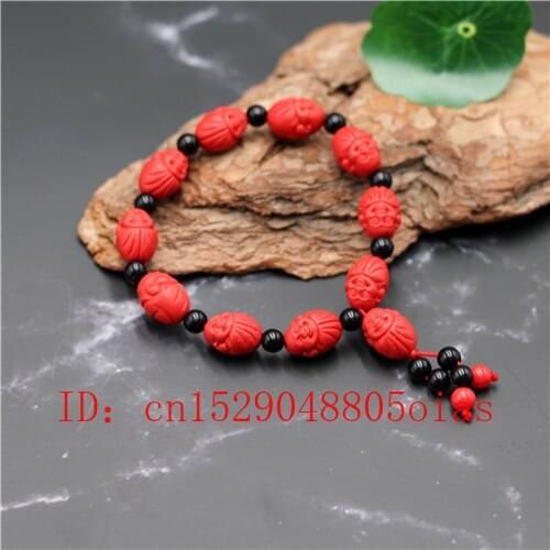 Maitreya Beads Bracelet Chinese Natural Red Organic Cinnabar Elastic Bangle Buddhism Amulet Charm Jewellery Fashion Woman Gifts