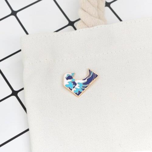 Ocean wave pins and brooches Brooches Badges Hard enamel pins Fashion jewelry Denim jacket tote bag backpack accessories