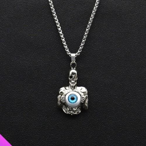 Skull Eye Necklace Stainless Steel Hip Hop Clavicle Necklace 2 Styles 2021 New