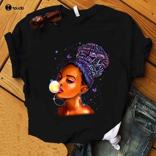 Black Girl Magic Afro Purple Hair Black Queen Women T Shirt