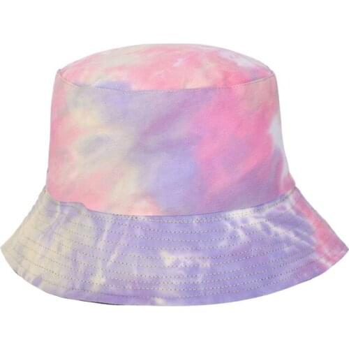 New Double-sided Fishing Hat Women Men Hip Hop Cap Couple Panama Tie-dyed Bucket Hat Sun Flat Top Fisherman Hats Caps