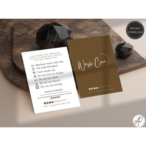 Printable Washing Instructions, Editable Care instructions template, Care Card For shirts, Shirt Packaging, Instant Download, Wa