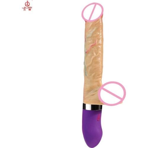 Jiuai 8 Speeds Handheld Telescopic Vibrator Dildo With Heating Vagina Anal Masturbator for Women G-Spot Sex Toys