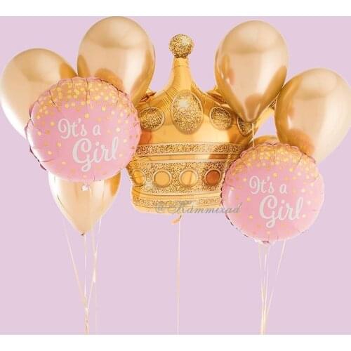 Crown Happy Birthday baby shower boy/girl decorations Balloons Party Kids Boy gold/blue Ballons Bbride to be Supplies globos