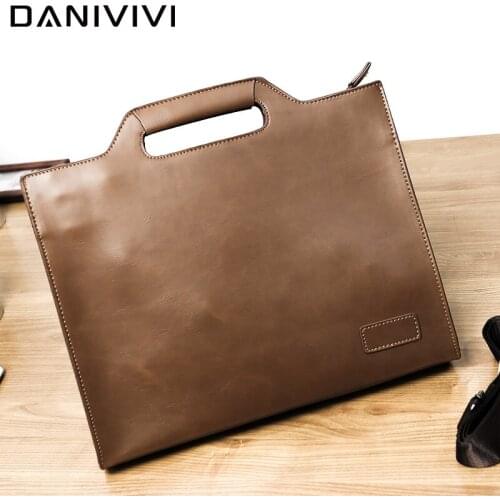 Crazy Horse Leather Handbags Mens Business Briefcases Vintage Hand Bag Man Luxury Designer Mens Messenger Bag Laptop Totes
