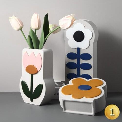 Creative Ceramic Hand-painted Flower Vase Ceramic Pot Living Room Desktop Home Art Plant Flower Pots Decorative Ornaments Vaas