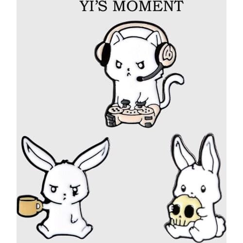 Rabbit Metal Enamel Pins and Brooches for Women Men Lapel Pin Backpack Bags Hat Badge