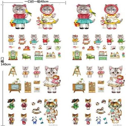 Lovely Cats linen cotton fabric assortment 75cm x 130cm square patchwork variety fresh printed textile Zakka DIY Fabric