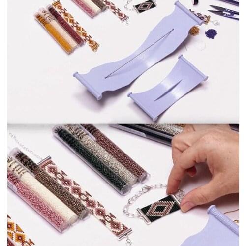 Fashion Mini Large Home Plastic Beaded Loom DIY Homemade Bracelet Necklace Earring Tool Weaving Knitting Beaded Loom Machine