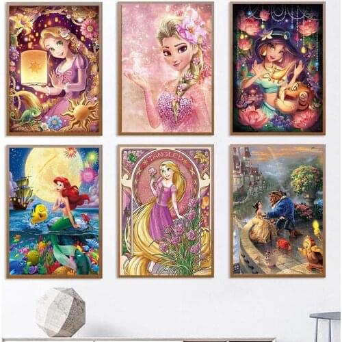 Disney Cartoon Canvas Painting Wall Art Princess Beauty and The Beast Nordic Posters and Prints Pictures for Living Room Decor