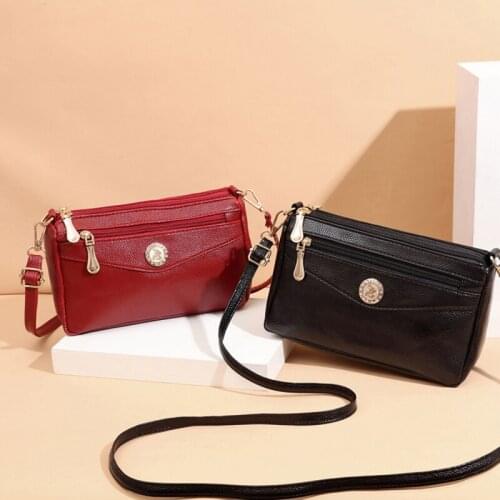 2021 New Fashion Women PU Leather Crossbody Bag Solid Color Large Capacity Multi Pocket Shoulder Bag Female Retro PU Handbag