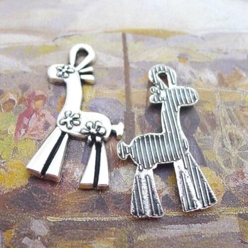 10pcs/Lot 34x17mm Giraffe Alloy Charms Antique Silver Color Pendants for DIY Jewelry Making Charm