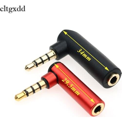 Cltgxdd Earphone Connector 4 Poles 3.5mm Male Plug to 3.5mm Female Stereo Jack Right Angle Audio Adapter L Shape Converter