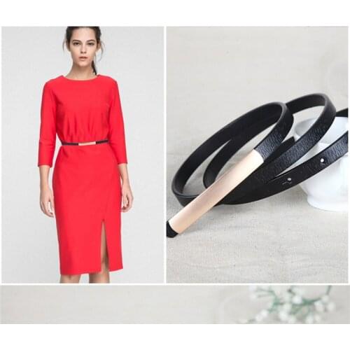 Jovivi Women Luxury Metal Buckle Thin Belt PU Leather Belts Classic Wild Waistband for Ladies Casual Dress Fashion Waist Belt