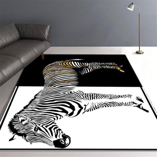 Luxury Black And White Zebra Carpet Rectangle For Bedroom Abstract Animal Floor Carpet Living Room Large Size Modern Decoration