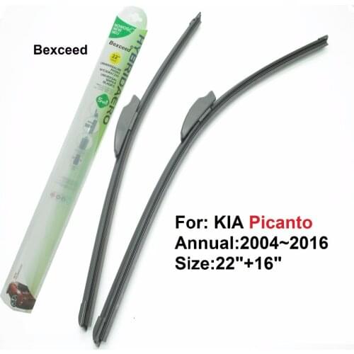 Flat Wiper Blade for KIA Picanto Bexceed of 22"+16" Car Windshield 2004 2005 2006 2007 2008 2009 2010 2011 2012 2013 2016