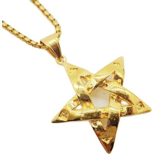 2019 New Arrival Chici punk tape star necklace charm well polished stainless steel necklace pendant for men jewelry CAGF0200