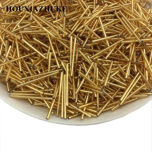 30 mm long 2 mm diameter glass seed bugle beads for handmade garment decoration