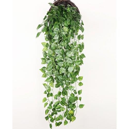 90cm Green Artificial Hanging Grape Vine Fake Plants Leaves Garland Home Garden Wall Decoration Plants Rattan