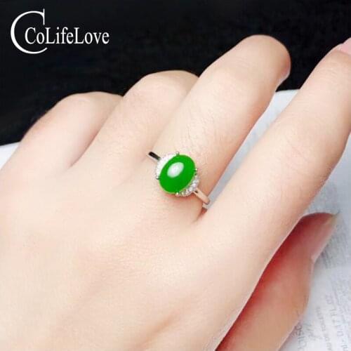 CoLife Jewelry Classic Chinese Style Chalcedony Ring 2 CT Natural Gemstone Silver Ring Birthday Goft For Woman Free Gift Box