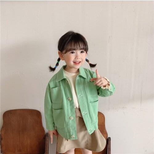 1-7T Pocket Jacket For Girls Spring Toddler Kid Baby Boy Clothes Long Sleeve Coat Elegant Kids Outwear Cute Fashion Streetwear