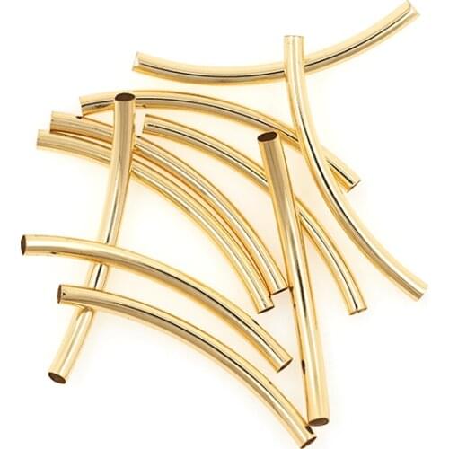 10PCS Brass Gold Smooth Long Tube Spacer Beads for DIY Jewelry Making