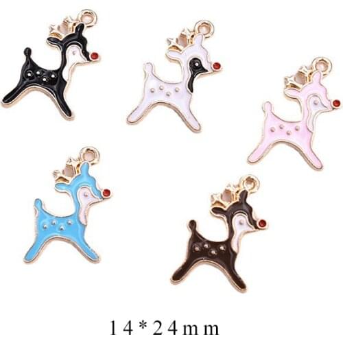 10pcs/Lot Deer Diy Handmade Oil Enamel Charms Design for Jewelry Making Earring Bracelet or Necklace