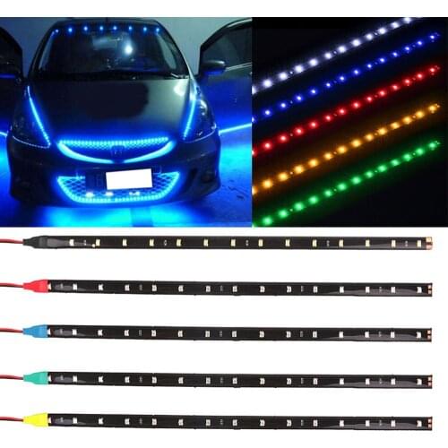 2PCS 30CM Car LED Strip Light SMD3528 Waterproof Flexible Car Styling Interior Decorative Super Bright Decor Stickers Lamp