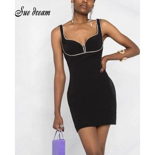 2021 Summer Womens Dress Sexy Diamond Design Square Neck Backless Celebrity Bodycon Cocktail Party Dress Bandage Dress