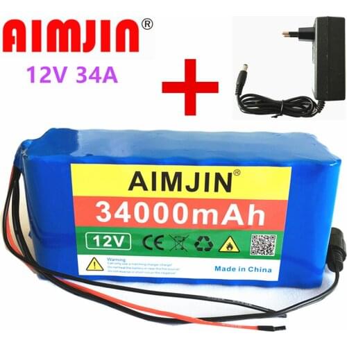 34000mAh 12V 18650 Lithium Battery Pack Large Capacity 3s8p 12V Lithium Battery Protection Board 12v 34000mAh Capacity+Charger