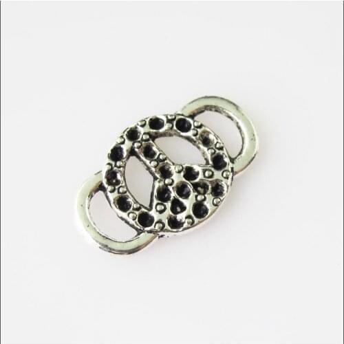 35 New Peace Sign Connectors Tibetan Silver Tone Charms Pendants 11x18mm