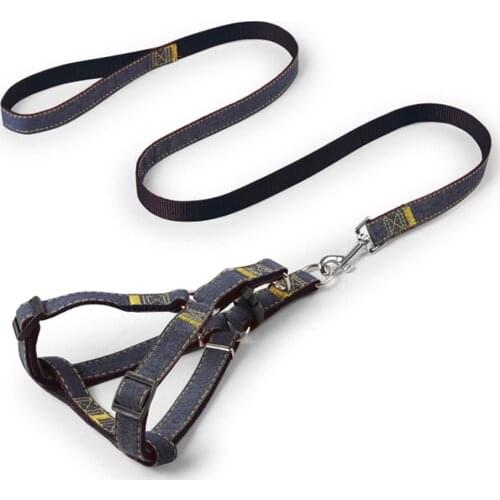8 pcs Adjustable Jean Rope Pet Dog Puppy Cat Lead Leash Harness Walking Chest Strap