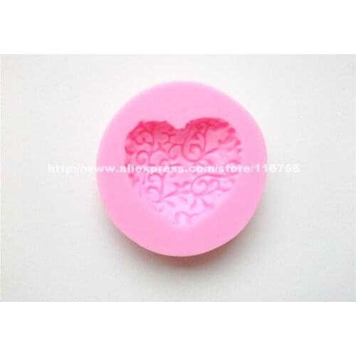 Free Shipping Lace Heart Shaped Silicone Mold Cake Decoration Fondant Cake 3D Food Grade Silicone Mould 087