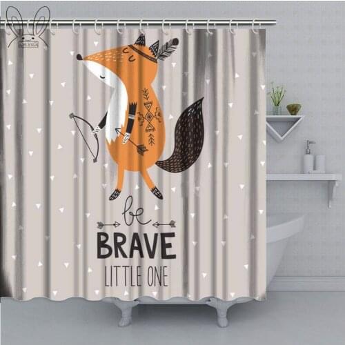 Be Brave Little One for Children with Cute Indian Fox in Cartoon Style Bathroom Accessories Shower Curtains
