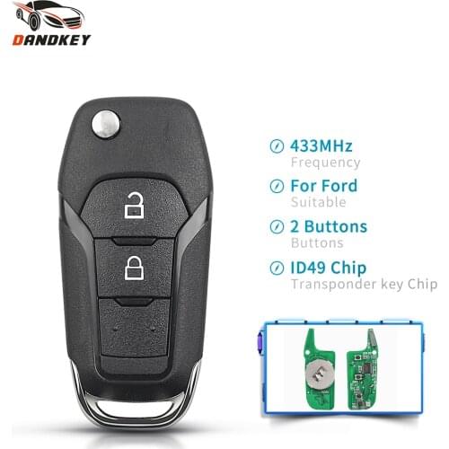Dandkey Smart Car Remote Key 2 Buttons FSK 433MHz ID49 Chip For Ford F150 F250 Ranger Mondeo 2015 2016 2017 2018 EB3T-15K601-BA