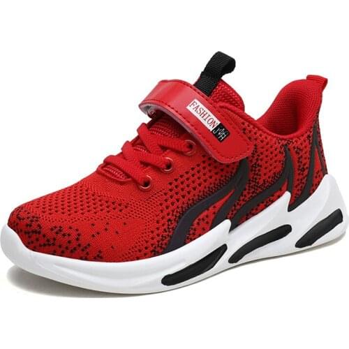 SKOEX Children Sneakers Shoes Boys Damping Outsole Slip Hook & Loop Mesh Breathable Kids Sports Child Running Shoe