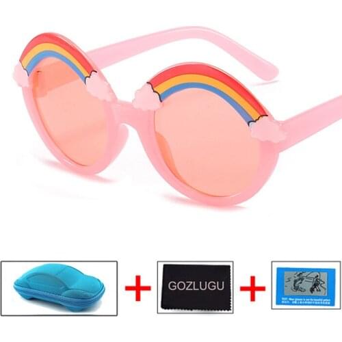 Childrens Jelly Color Rainbow Sunglasses Cute Round Frame Ocean Sheet Kids Sunglasses Fashion Baby Cute Glasses UV400 GOZLUGU