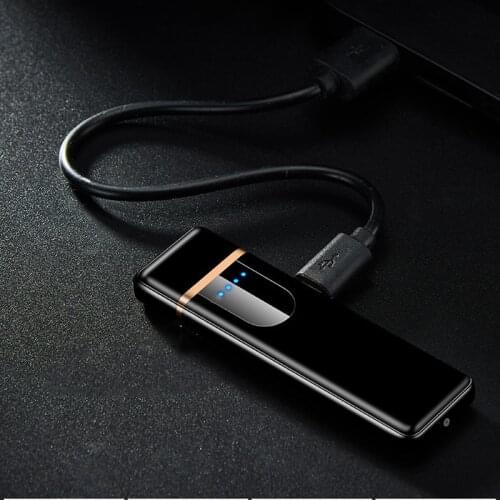 Fingerprint Touch Induction Charging Electric Heating Wire Lighter Windproof Electric Lighter Lighters Smoking USB Encendedor