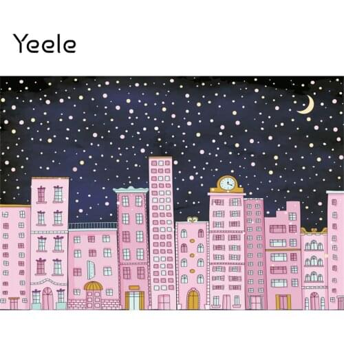 Yeele Night Pink Building Photocall Baby Child Birthday Party Photography Backdrop Photographic Backgrounds For Photo Studio