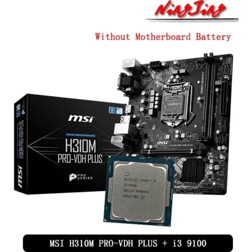 Intel Core i3 9100 CPU + MSI H310M PRO VDH PLUS Motherboard Suit With integrated graphics card LGA 1151 New but without cooler