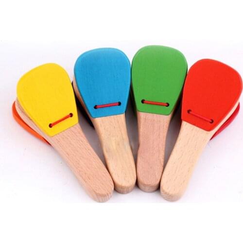 Clapper Castanets For Kids Children Baby Music Percussion Instruments Wooden Toys Montessori Juguetes Educativos