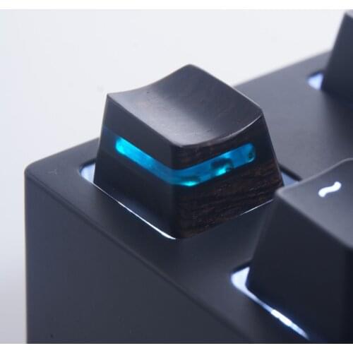 DIY Interlayer Transmission Black Blue Resin Wood Keycaps For Cherry Mx Switch Mechanical Game Keyboard R1 R2 R3 R4 Wood Keycaps