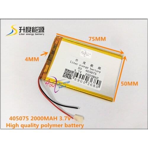 Liter energy battery 3.7V 2000mAH 405075 polymer lithium ion / Li-ion battery for POWER BANK GPS e-book speaker cell phone