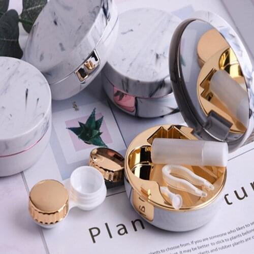 Marble Stripe Contact Lens Case Cute Travel Glasses Lenses Box For Unisex Eyes Care Kit Holder Container Support Beautiful Gift