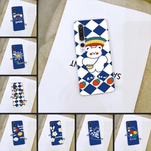 Soft Blue Flower Bear Smile Silicone For Xiaomi Mi Note 10 Lite Pro Phone Case For Xiaomi Mi 10 Lite Pro Youth Play Back Cover