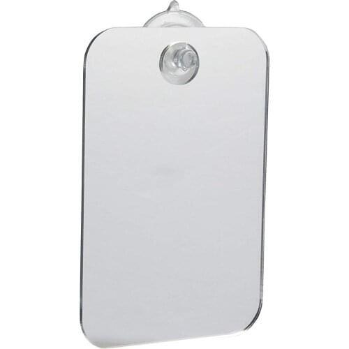 Unbreakable portable washroom bathroom acrylic anti fog fogless fog free travel makeup mirror with sucker suction cup