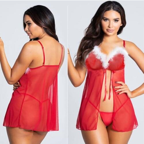 New Hot Red Sleepwear Sexy erotic lingerie Night dress Underwear Teddy Nightwear Party Christmas Santa Cosplaying Costumes Women