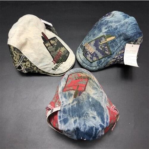 New Hot-selling Childrens Beret Washed Cotton British Forward Hat Outdoor Sun Hat Sun Hat Children Leisure Hat Octagonal Hat