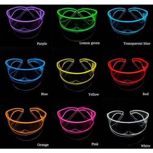 New Fashion Flashing EL Wire Glasses Luminous LED Glasses 10 Lighting Colors Rave DJ Bright Costume Party Glasses
